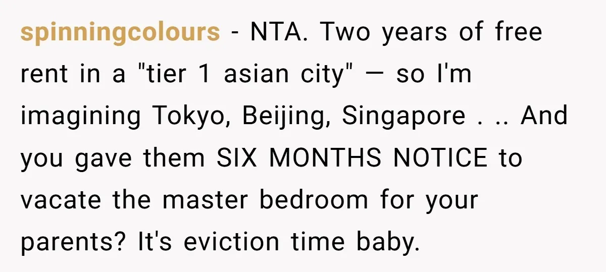 spinningcolours − NTA. Two years of free rent in a "tier 1 asian city" — so I'm imagining Tokyo, Beijing, Singapore . .. And you gave them SIX MONTHS NOTICE...