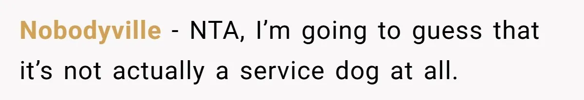 Nobodyville − NTA, I’m going to guess that it’s not actually a service dog at all.