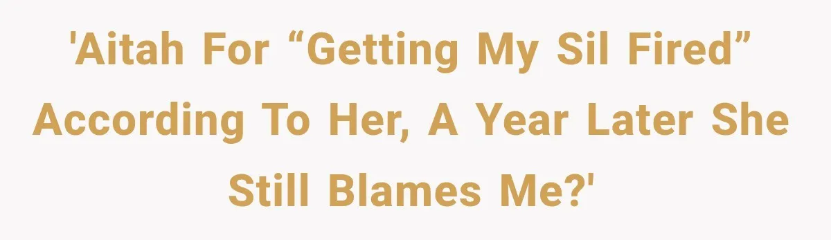'AITAH for “getting my SIL fired” according to her, a year later she still blames me?'