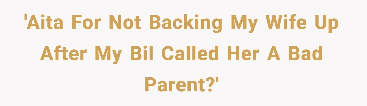 'AITA For Not Backing my wife up after my BIL called her a bad parent?'