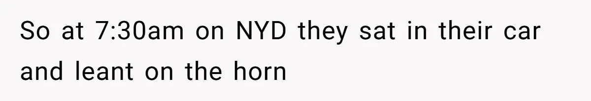 So at 7:30am on NYD they sat in their car and leant on the horn