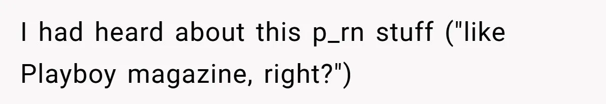I had heard about this p_rn stuff ("like Playboy magazine, right?")