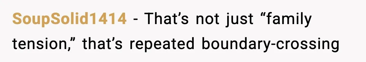 SoupSolid1414 − That’s not just “family tension,” that’s repeated boundary-crossing