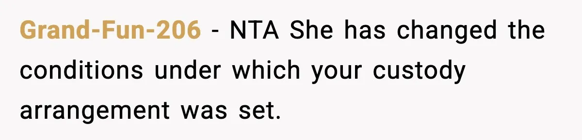 Grand-Fun-206 − NTA She has changed the conditions under which your custody arrangement was set.