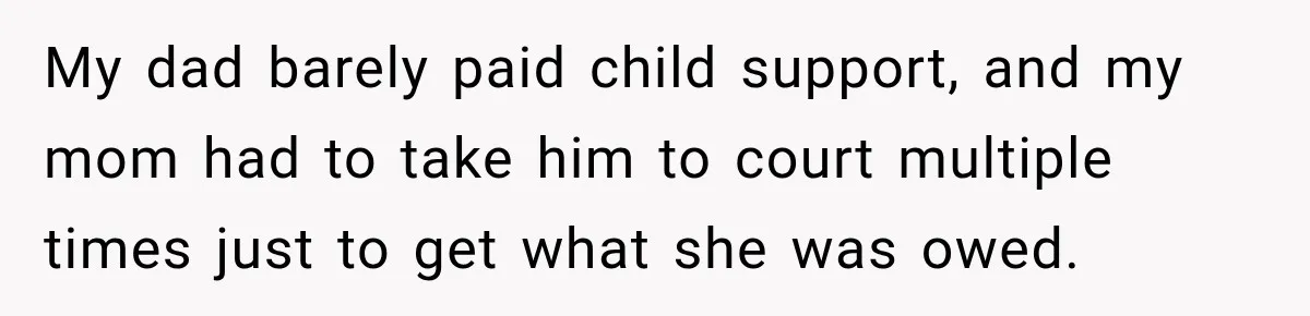 His Father’s Accidental Voice Message Confirmed What He’d Suspected for 30 Years My dad barely paid child support, and my mom had to take him to court multiple times just to get what she was owed.