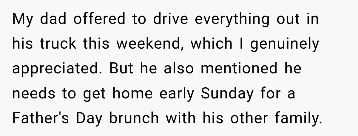 His Father’s Accidental Voice Message Confirmed What He’d Suspected for 30 Years My dad offered to drive everything out in his truck this weekend, which I genuinely appreciated. But he also mentioned he needs to get home early Sunday for a Father's...