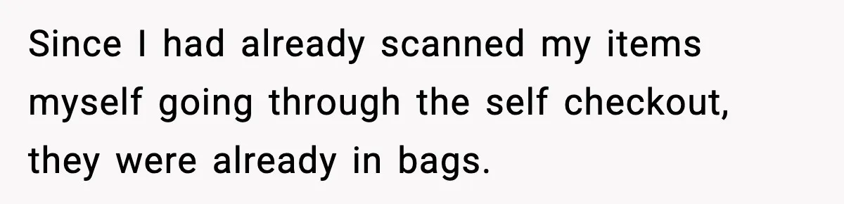 Since I had already scanned my items myself going through the self checkout, they were already in bags.