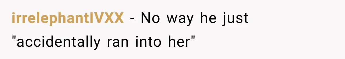 irrelephantIVXX − No way he just "accidentally ran into her"