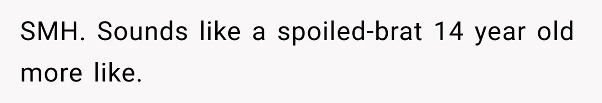 SMH. Sounds like a spoiled-brat 14 year old more like.