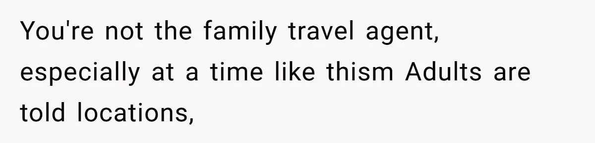 You're not the family travel agent, especially at a time like thism Adults are told locations,