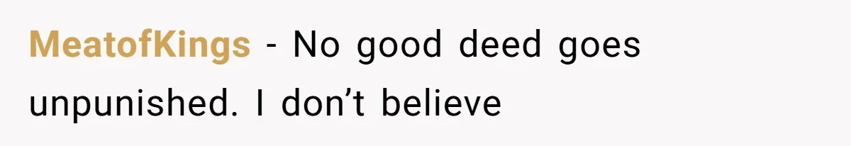 MeatofKings − No good deed goes unpunished. I don’t believe