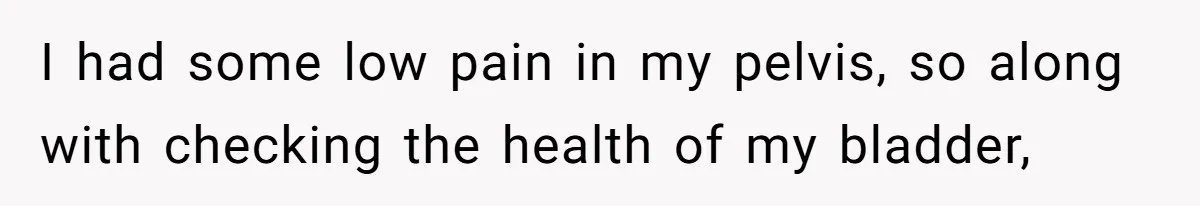 I had some low pain in my pelvis, so along with checking the health of my bladder,