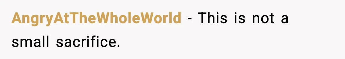 AngryAtTheWholeWorld − This is not a small sacrifice.