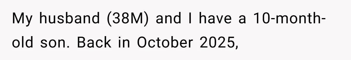 My husband (38M) and I have a 10-month-old son. Back in October 2025,