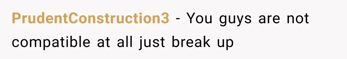 PrudentConstruction3 − You guys are not compatible at all just break up