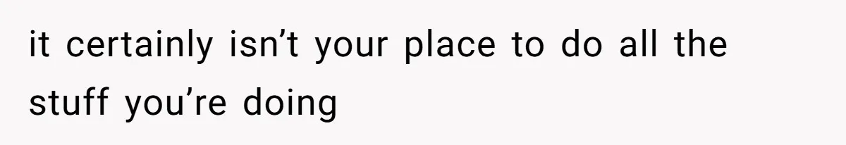 it certainly isn’t your place to do all the stuff you’re doing