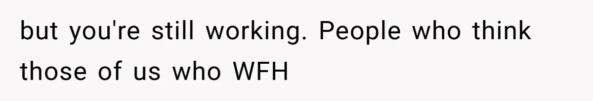 but you're still working. People who think those of us who WFH