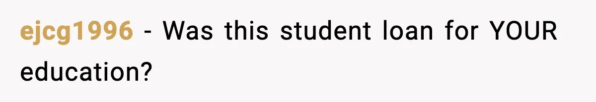 ejcg1996 − Was this student loan for YOUR education?