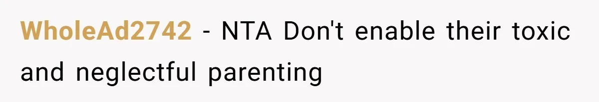 WholeAd2742 − NTA Don't enable their toxic and neglectful parenting