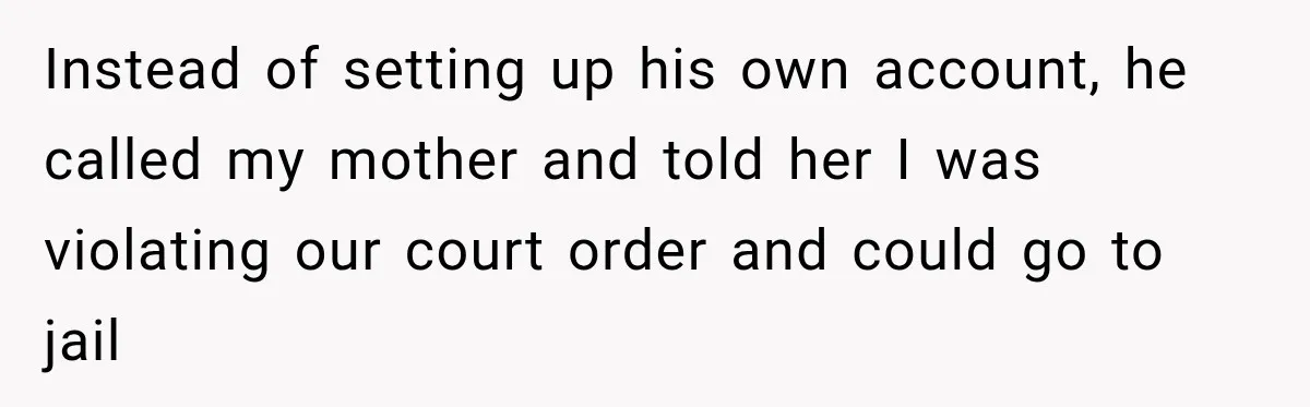 After Ex Lies About Children’s Academics, She Wonders If She Should Seek Court-Enforced Communication Limits Instead of setting up his own account, he called my mother and told her I was violating our court order and could go to jail