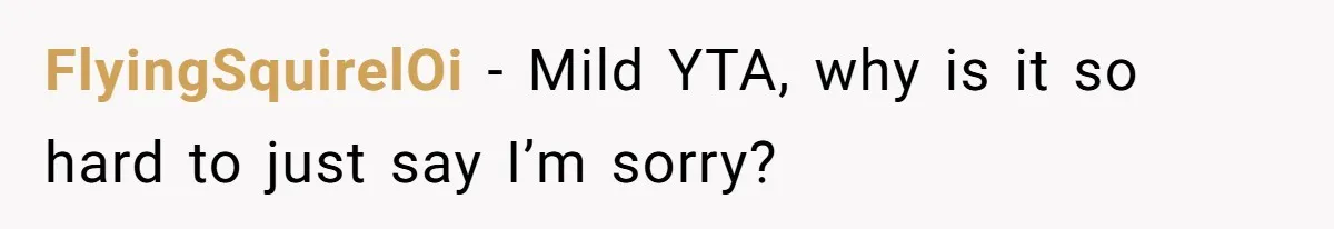 FlyingSquirelOi − Mild YTA, why is it so hard to just say I’m sorry?