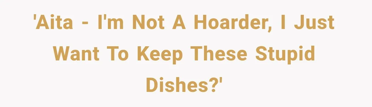 'AITA - I'm not a hoarder, I just want to keep these stupid dishes?'