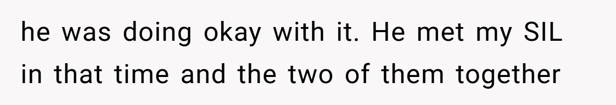 Fiancé’s Parents Demand To Be My Only Parents At Wedding And Want My Brother Who Raised Me To Sit In The Sibling Section he was doing okay with it. He met my SIL in that time and the two of them together