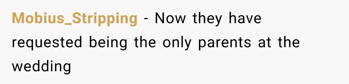 Fiancé’s Parents Demand To Be My Only Parents At Wedding And Want My Brother Who Raised Me To Sit In The Sibling Section Mobius_Stripping − Now they have requested being the only parents at the wedding