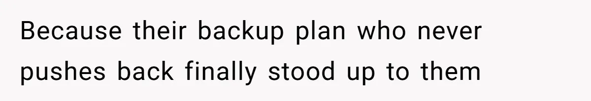 Because their backup plan who never pushes back finally stood up to them