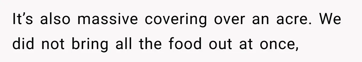 It’s also massive covering over an acre. We did not bring all the food out at once,