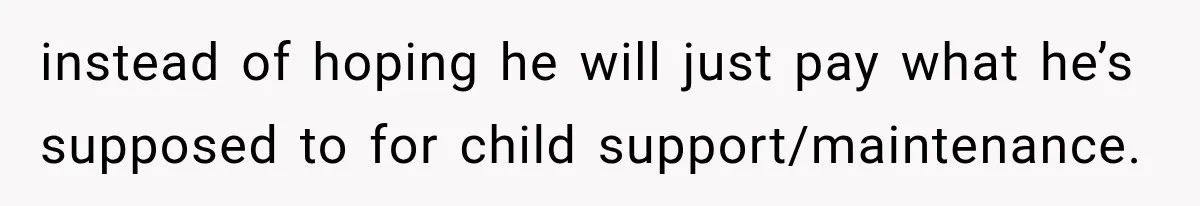 instead of hoping he will just pay what he’s supposed to for child support/maintenance.