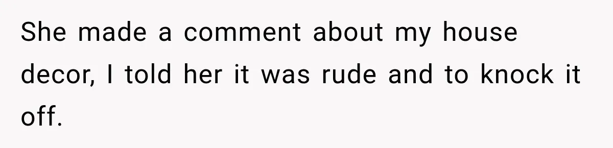 Sister-In-Law Insults A Toddler’s Weight, Mom Fires Back With A Brutal Dose Of Her Own Medicine She made a comment about my house decor, I told her it was rude and to knock it off.