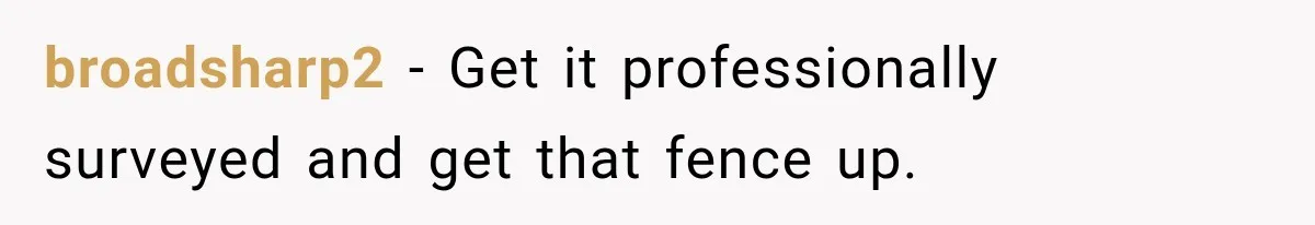 broadsharp2 − Get it professionally surveyed and get that fence up.