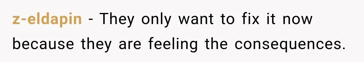 z-eldapin − They only want to fix it now because they are feeling the consequences.