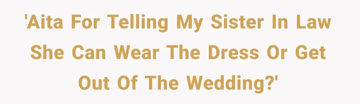 Bride Threatens to Boot Sister-In-Law Who Complained About A Free Bridesmaid Dress 'AITA for telling my sister in law she can wear the dress or get out of the wedding?'