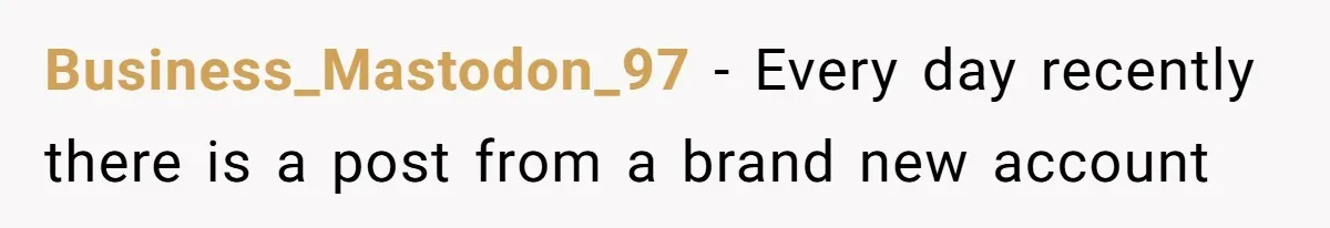 Business_Mastodon_97 − Every day recently there is a post from a brand new account