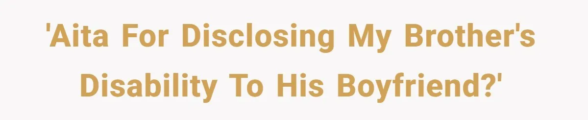 'AITA for disclosing my brother's disability to his boyfriend?'