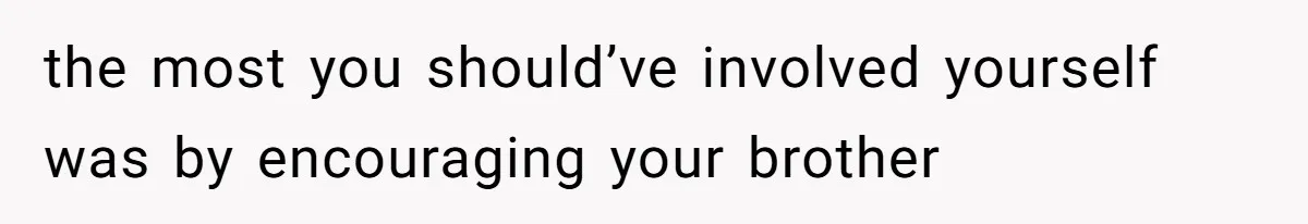 the most you should’ve involved yourself was by encouraging your brother
