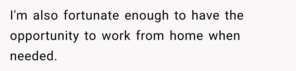 I'm also fortunate enough to have the opportunity to work from home when needed.