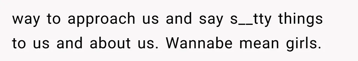 way to approach us and say s__tty things to us and about us. Wannabe mean girls.