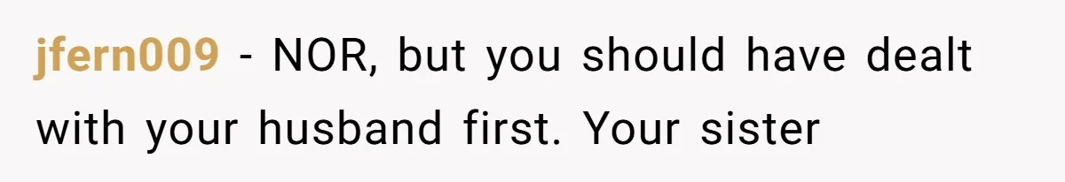 jfern009 − NOR, but you should have dealt with your husband first. Your sister