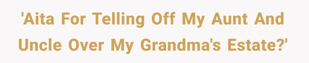 'AITA for telling off my aunt and uncle over my grandma's estate?'