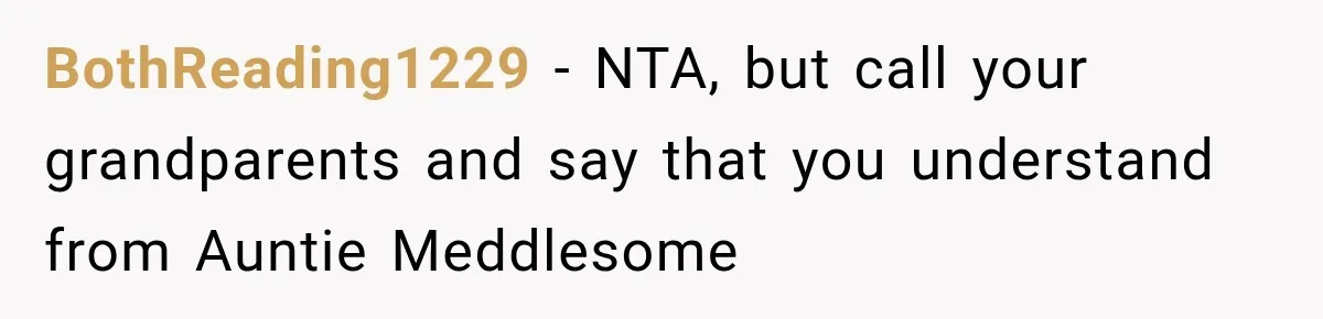 Aunt Shames Her After Master’s Graduation, Claims She’ll Regret Life When Grandparents Die BothReading1229 − NTA, but call your grandparents and say that you understand from Auntie Meddlesome