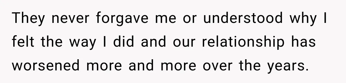 Parents Blamed Their Son For Ruining Their Foster Dream, Years Later They Still Haven’t Let It Go They never forgave me or understood why I felt the way I did and our relationship has worsened more and more over the years.