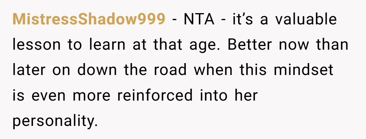 She Refused to Let Her Sister Borrow Her Phone After One Breakfast Argument. Now the Whole Family Is Backing Her. MistressShadow999 − NTA - it’s a valuable lesson to learn at that age. Better now than later on down the road when this mindset is even more reinforced into her...