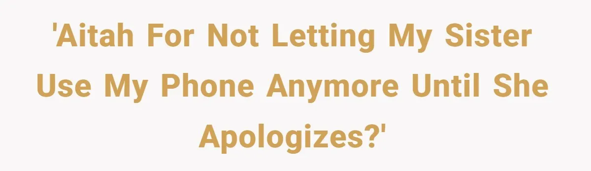 She Refused to Let Her Sister Borrow Her Phone After One Breakfast Argument. Now the Whole Family Is Backing Her. 'AITAH for not letting my sister use my phone anymore until she apologizes?'