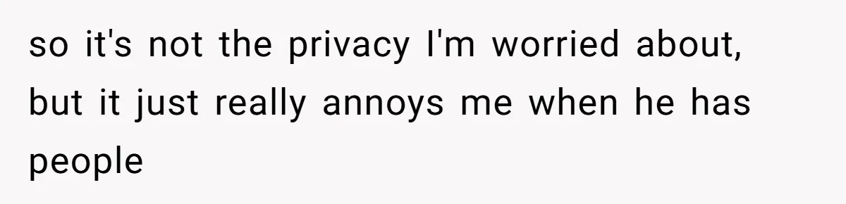 so it's not the privacy I'm worried about, but it just really annoys me when he has people
