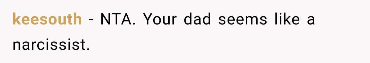 Dad Skips His Daughter’s Graduation, Then Blows Up When She Misses One Phone Call keesouth − NTA. Your dad seems like a narcissist.