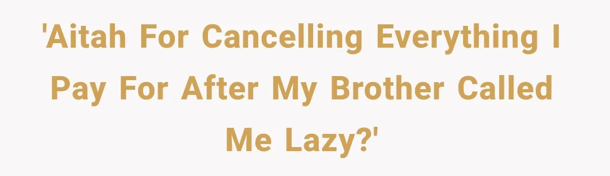 'AITAH for cancelling everything I pay for after my brother called me lazy?'