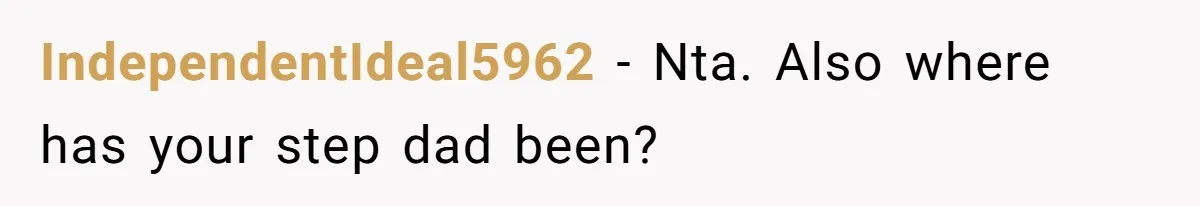 Stepfather Calls Her Marriage “Illegal,” Then Ruins the Wedding He Swore He’d Never Attend IndependentIdeal5962 − Nta. Also where has your step dad been?